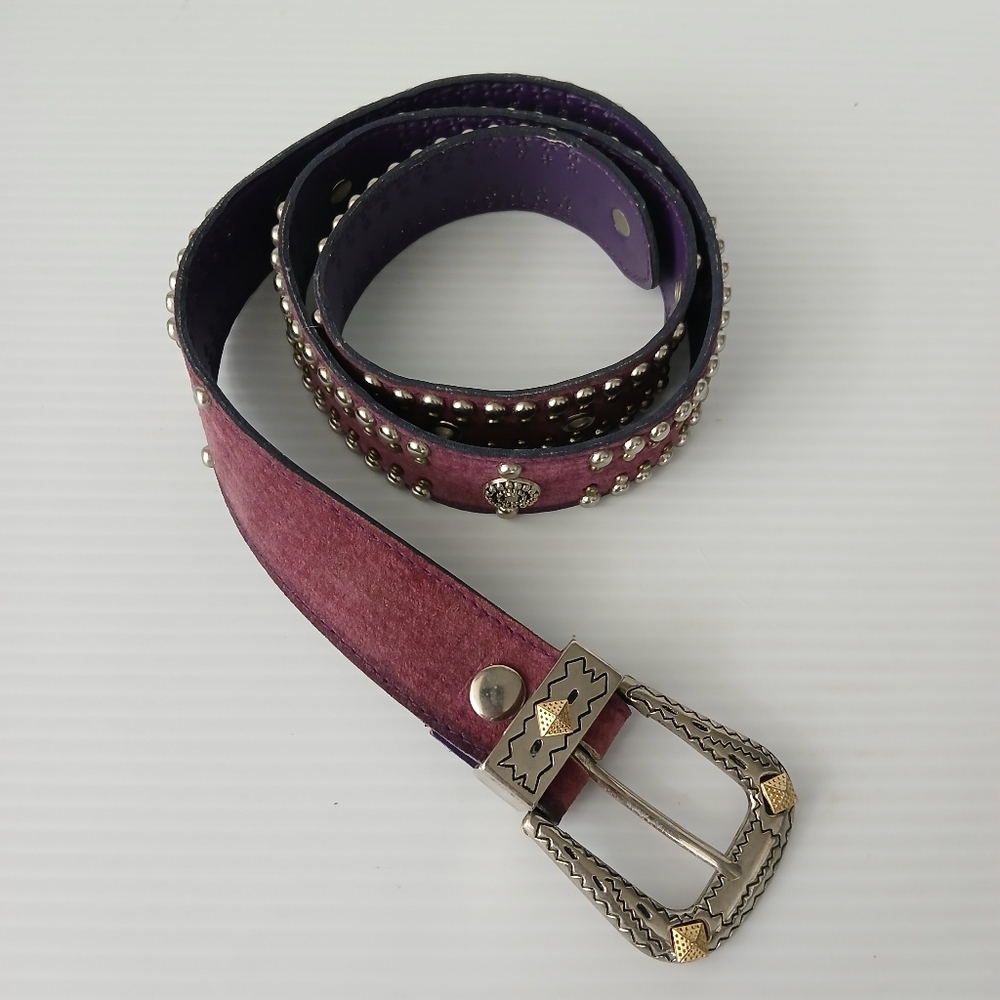 Women's Jana Purple Brushed Leather Studded Belt Size Medium
